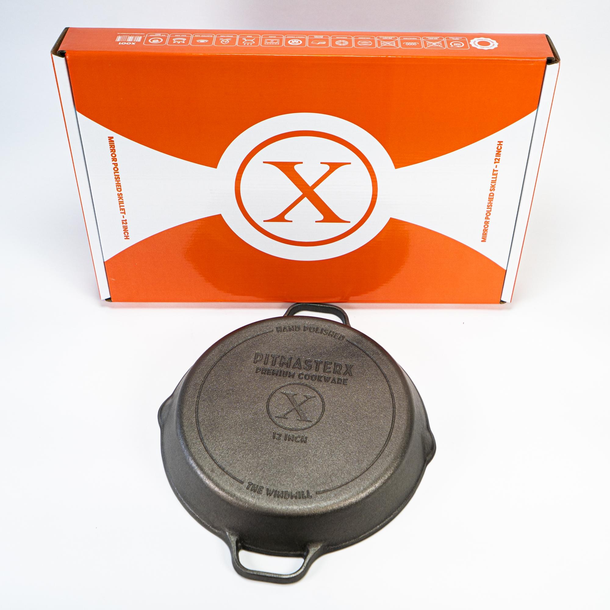 PitmasterX 12" mirror polished skillet met 2 handvatten