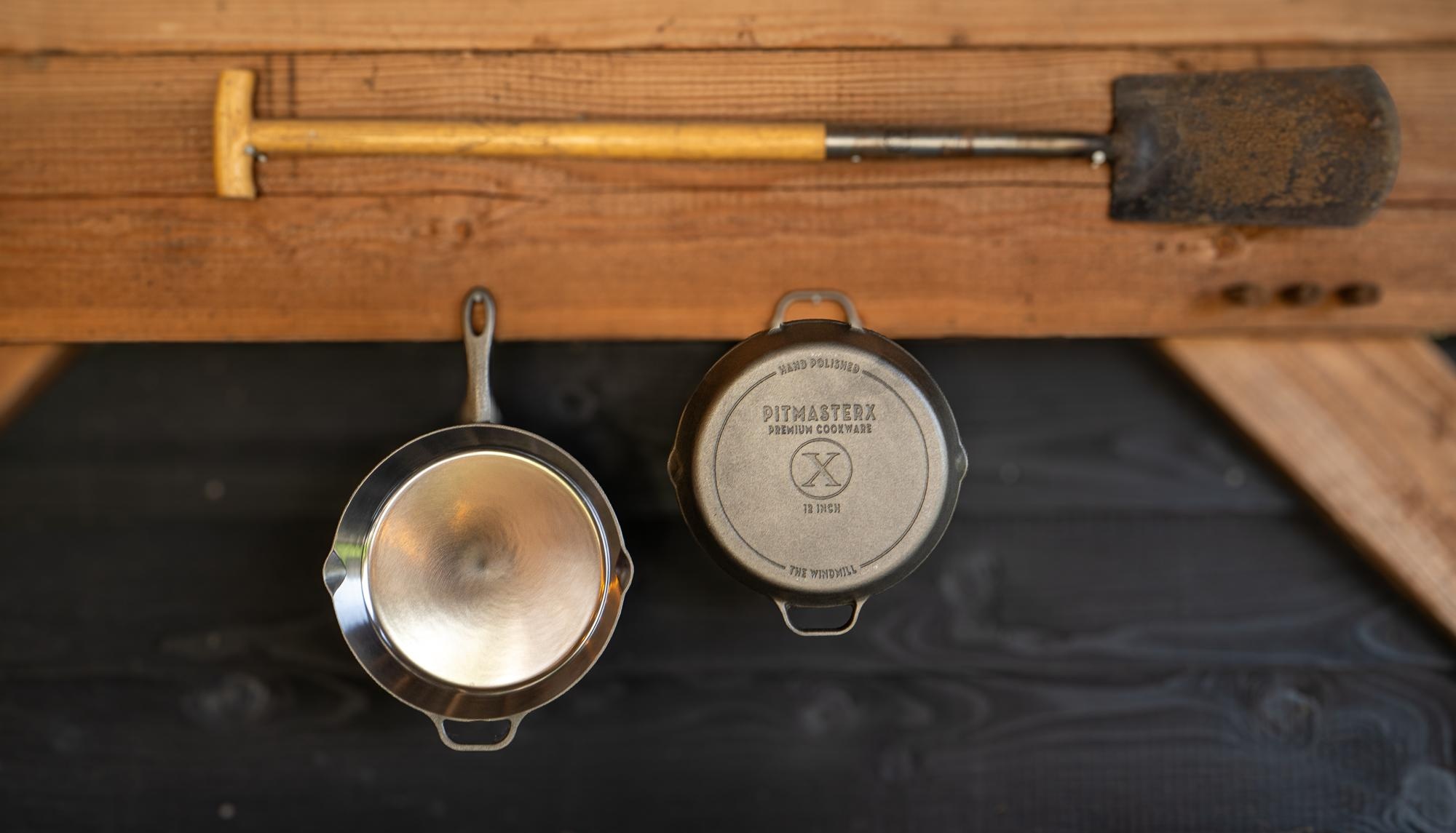 PitmasterX 12" mirror polished skillet met 2 handvatten