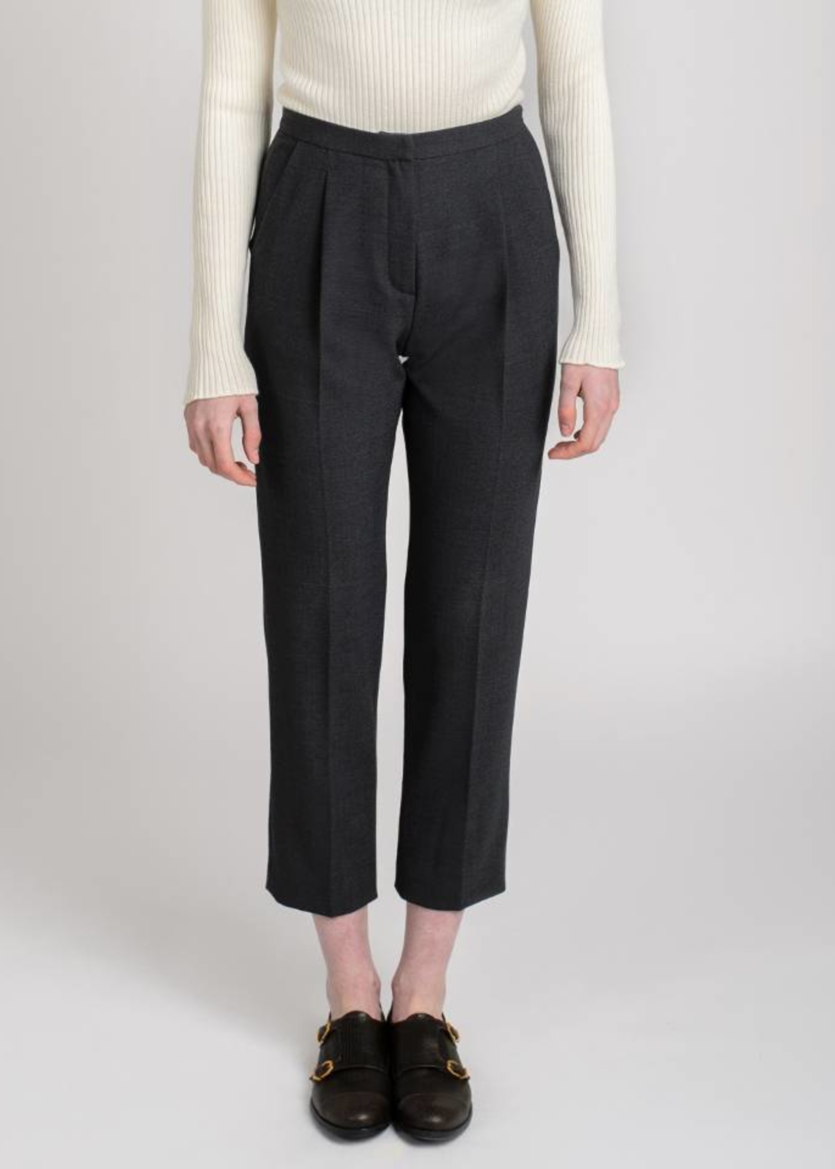 Pleat-front wool-blend  pants