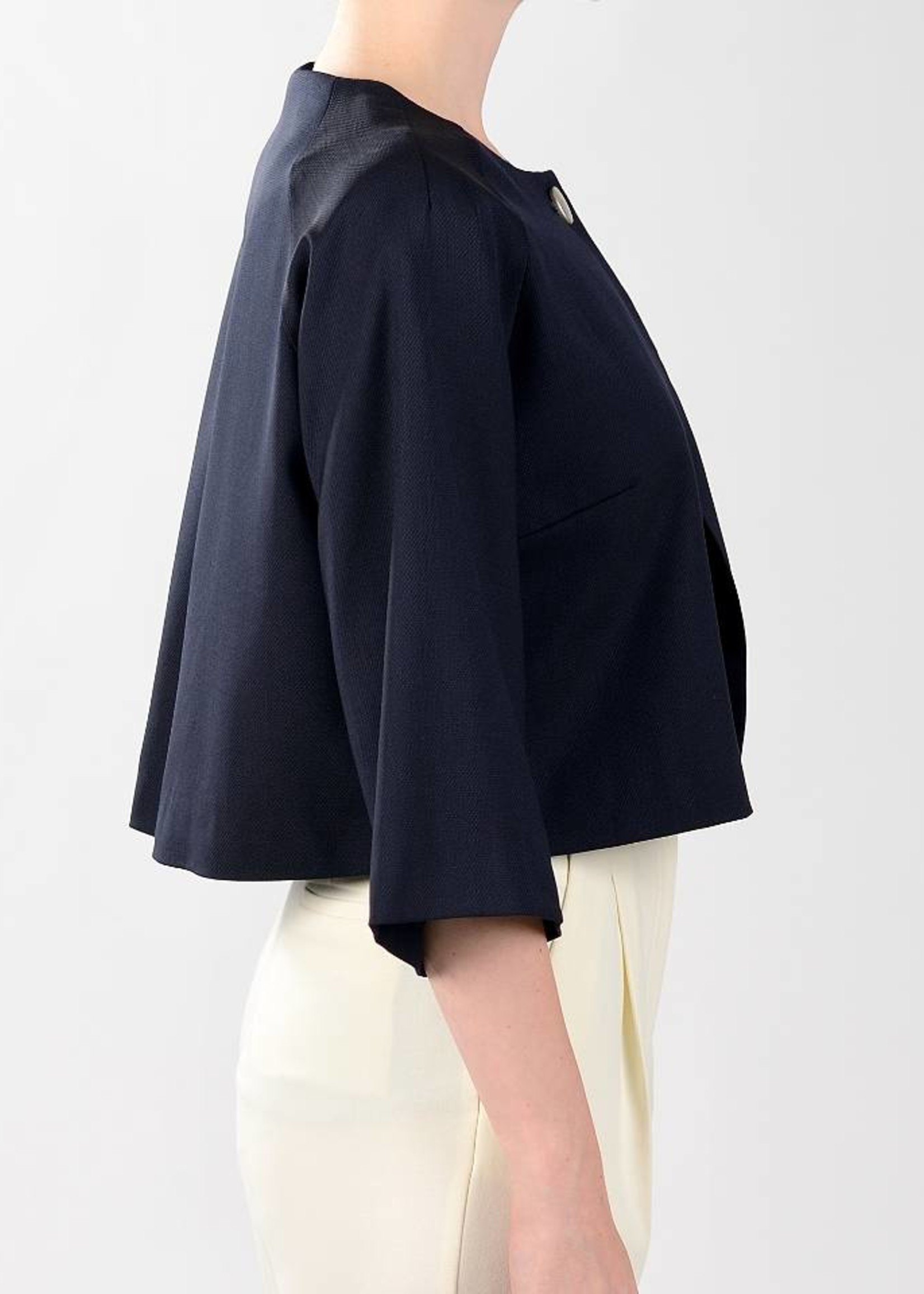Cropped wool and silk-blend jacket