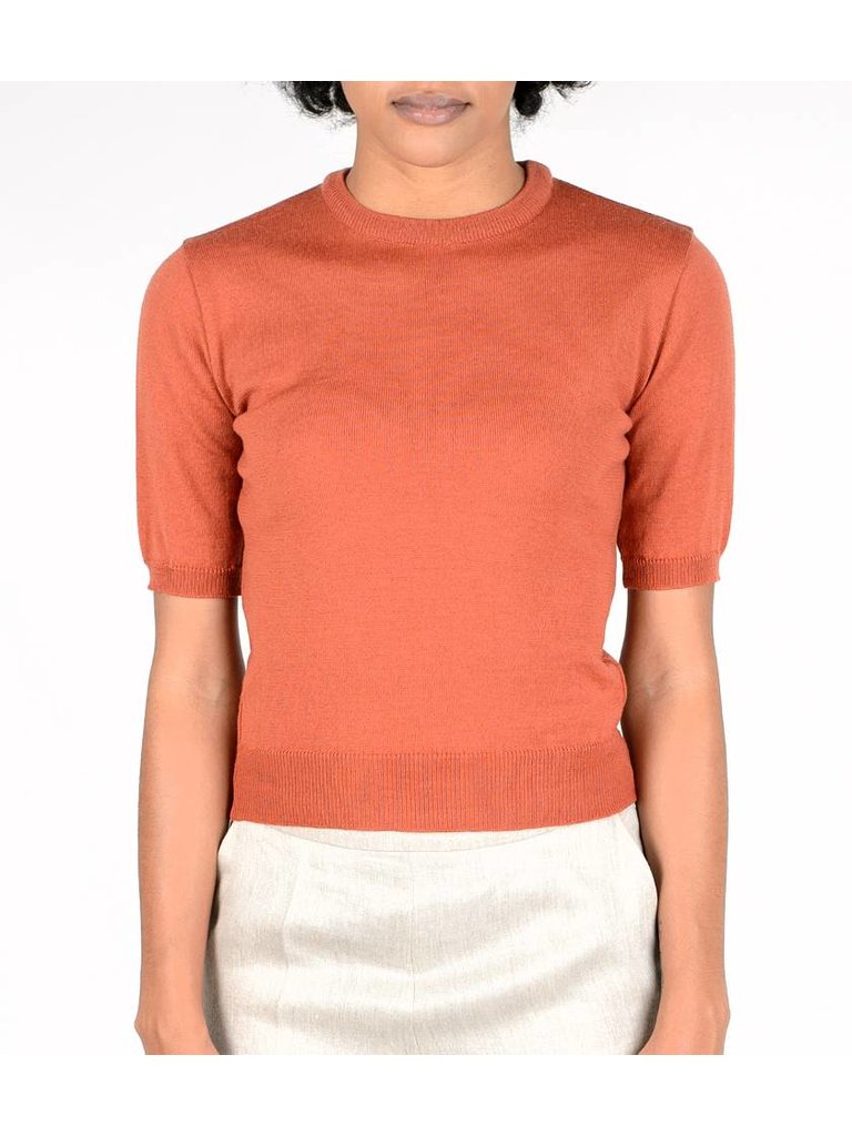 Short sleeved merino wool jumper