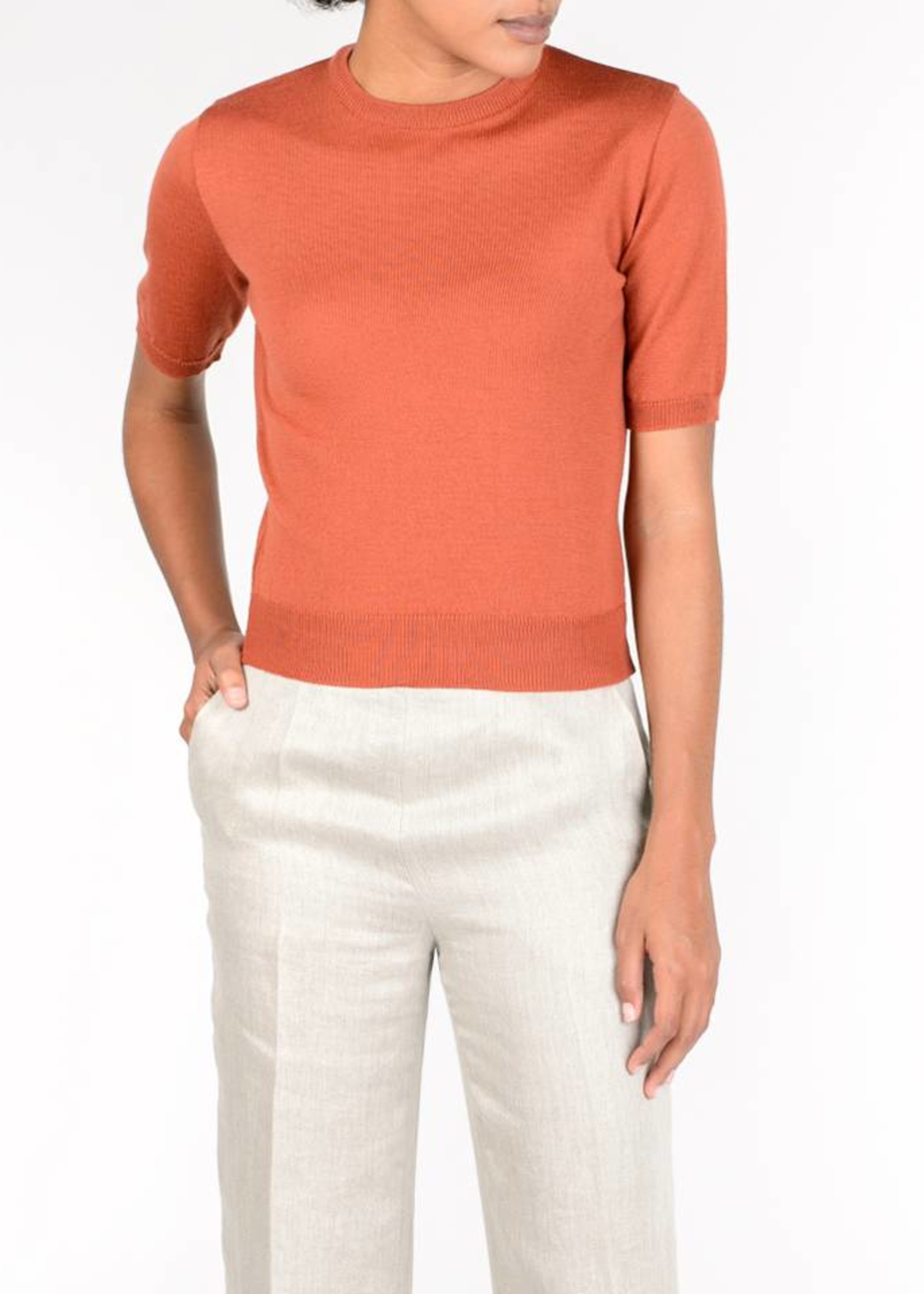 Short sleeved merino wool jumper