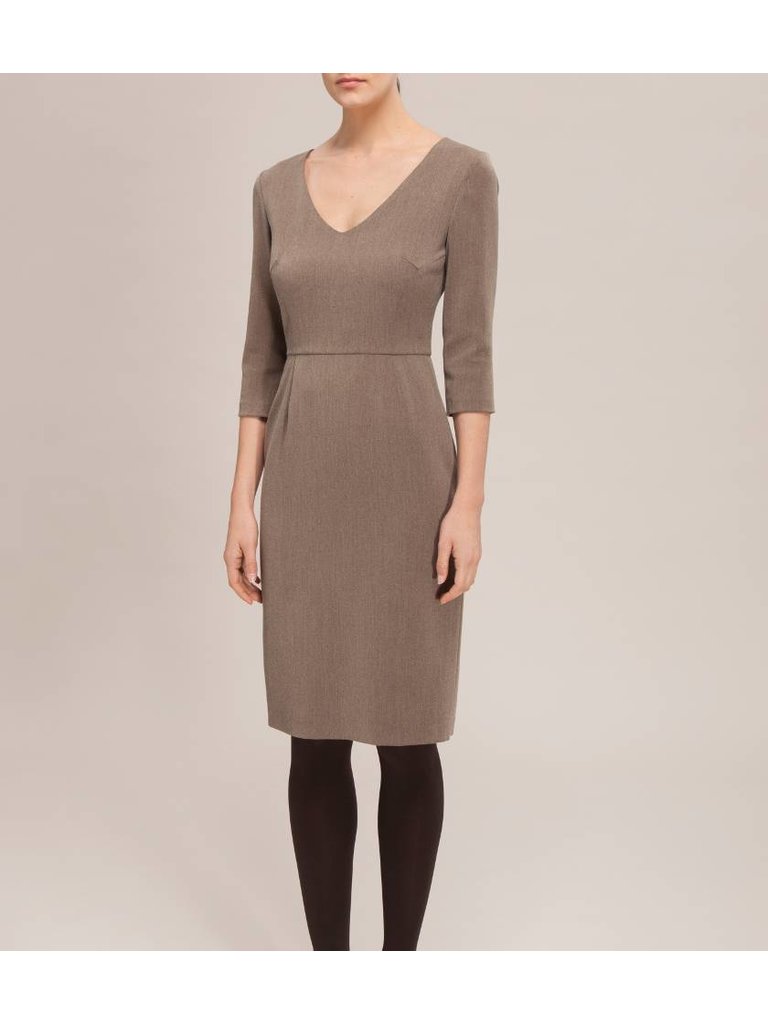 V-neck dress | Light brown - ETARO