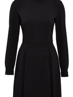 Pleated dress with stand up collar | Black