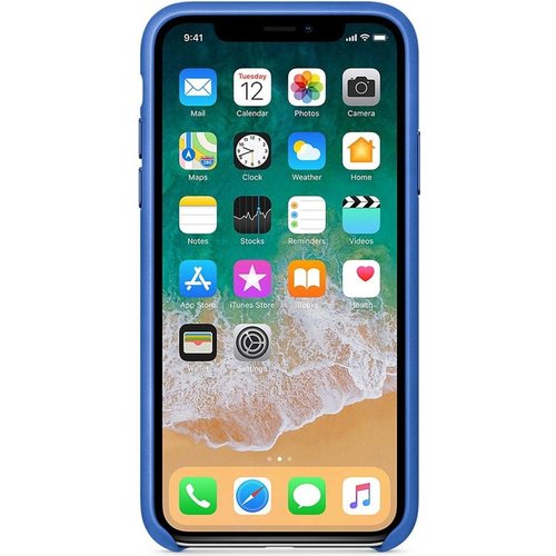 Apple iPhone X Couverture arrière en cuir - Bleu