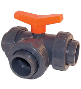 Afbeelding Kogelkraan PVC 3-weg l-boring lijm 32mm door A2koi.nl