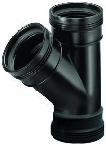 Afbeelding T-Stuk 45° 3 x Manchet Zwart 50mm Wavin door A2koi.nl