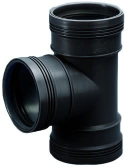 Afbeelding T-Stuk 87° 3 x Manchet Zwart 75mm Wavin door A2koi.nl