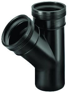 Afbeelding T-Stuk 45° 2 x Manchet 1 x Spie Zwart 75mm Wavin door A2koi.nl