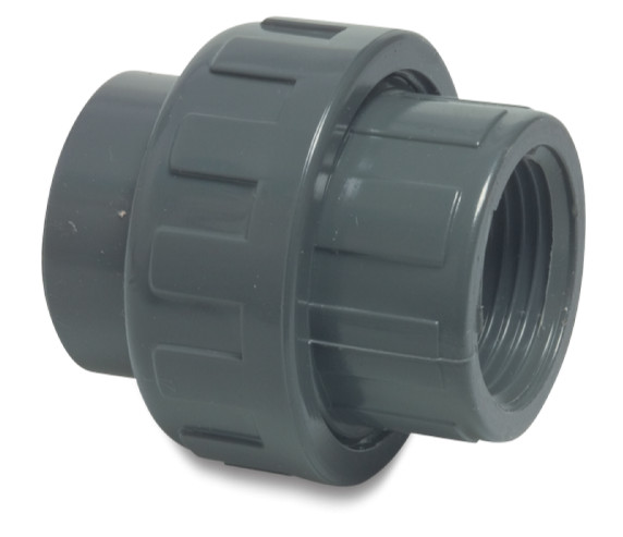 Afbeelding PVC 3-delige koppeling lijm x binnendraad - 63 mm x 2" door A2koi.nl