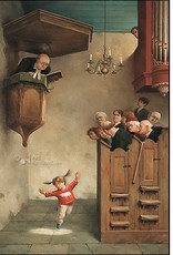 Dansje in de Kerk - Wenskaart Marius van Dokkum