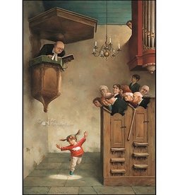 Dansje in de Kerk - Wenskaart Marius van Dokkum