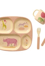 Rice Melamine KinderServies in Cadeauverpakking roze - Rice