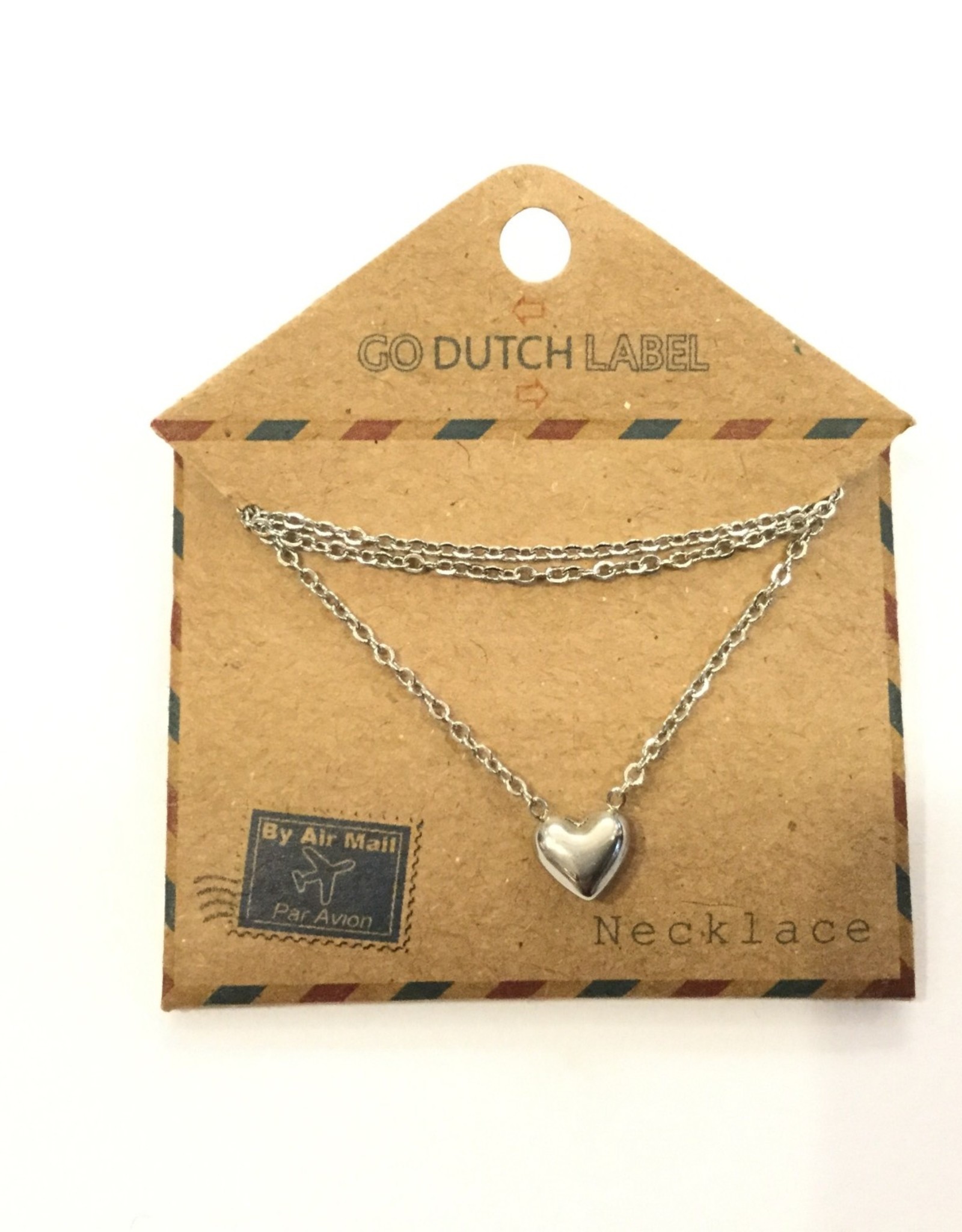 Go Dutch Label Ketting (N8829-1) Hart Zilver - Go Dutch Label.