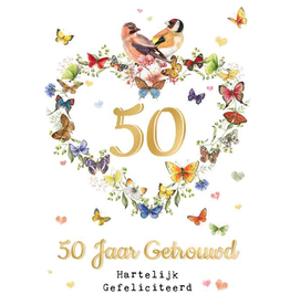 Wenskaart  50 Jaar Getrouwd Hartelijk Gefeliciteerd -  Janneke Brinkman