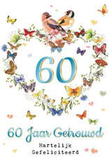 Wenskaart  60 Jaar Getrouwd Hartelijk Gefeliciteerd -  Janneke Brinkman