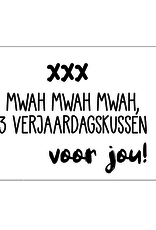 XXX Mwah mwah mwah,3 verjaardagskussen voor jou! - Wenskaart Marshmallow