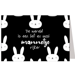 De wereld is een lief en mooi mannetje rijker - Wenskaart Marshmallow