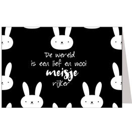De wereld is een lief en mooi meisje rijker - Wenskaart Marshmallow