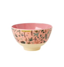 Rice Kom Melamine Small met Jungle print coral - Rice