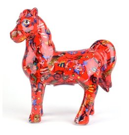 Pomme-Pidou Spaarpot Paard "Joy" rood met circus print - Pomme-Pidou