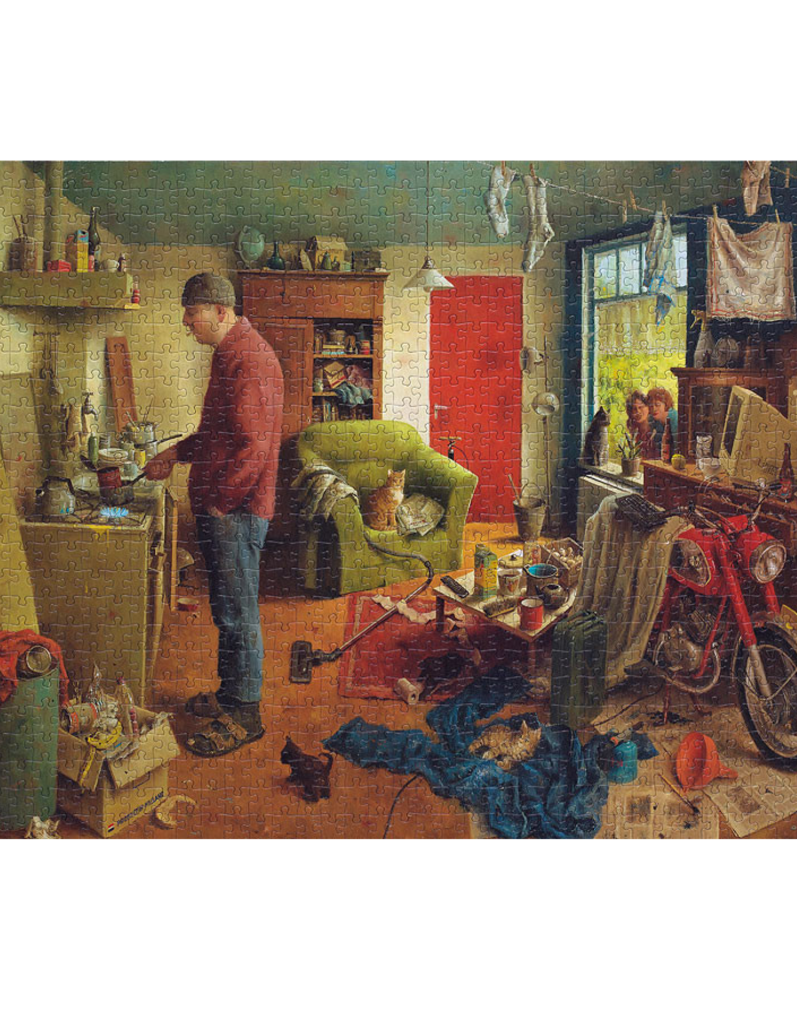 Puzzel "Mannenhuishouding" Marius van Dokkum 48,5x68cm / 1000 pcs