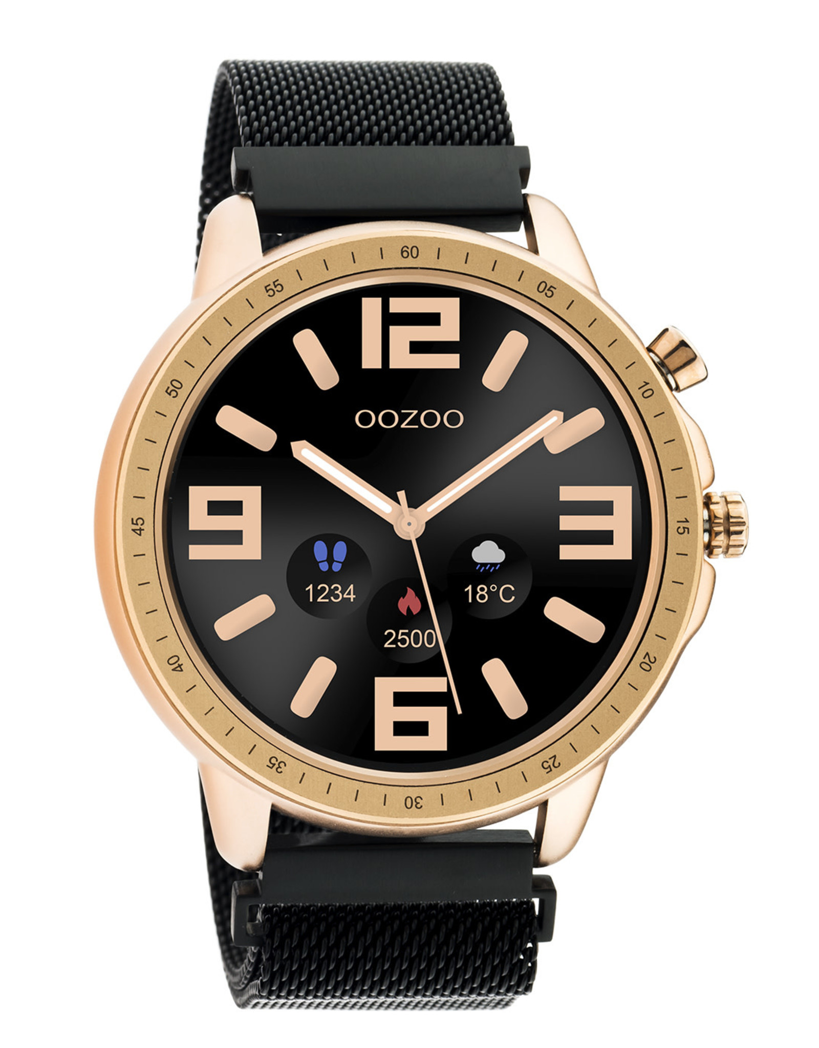 Smartwatch Q00308 45mm Zwart/Rosé OOZOO KunstZinnig Kado en Woonwinkel
