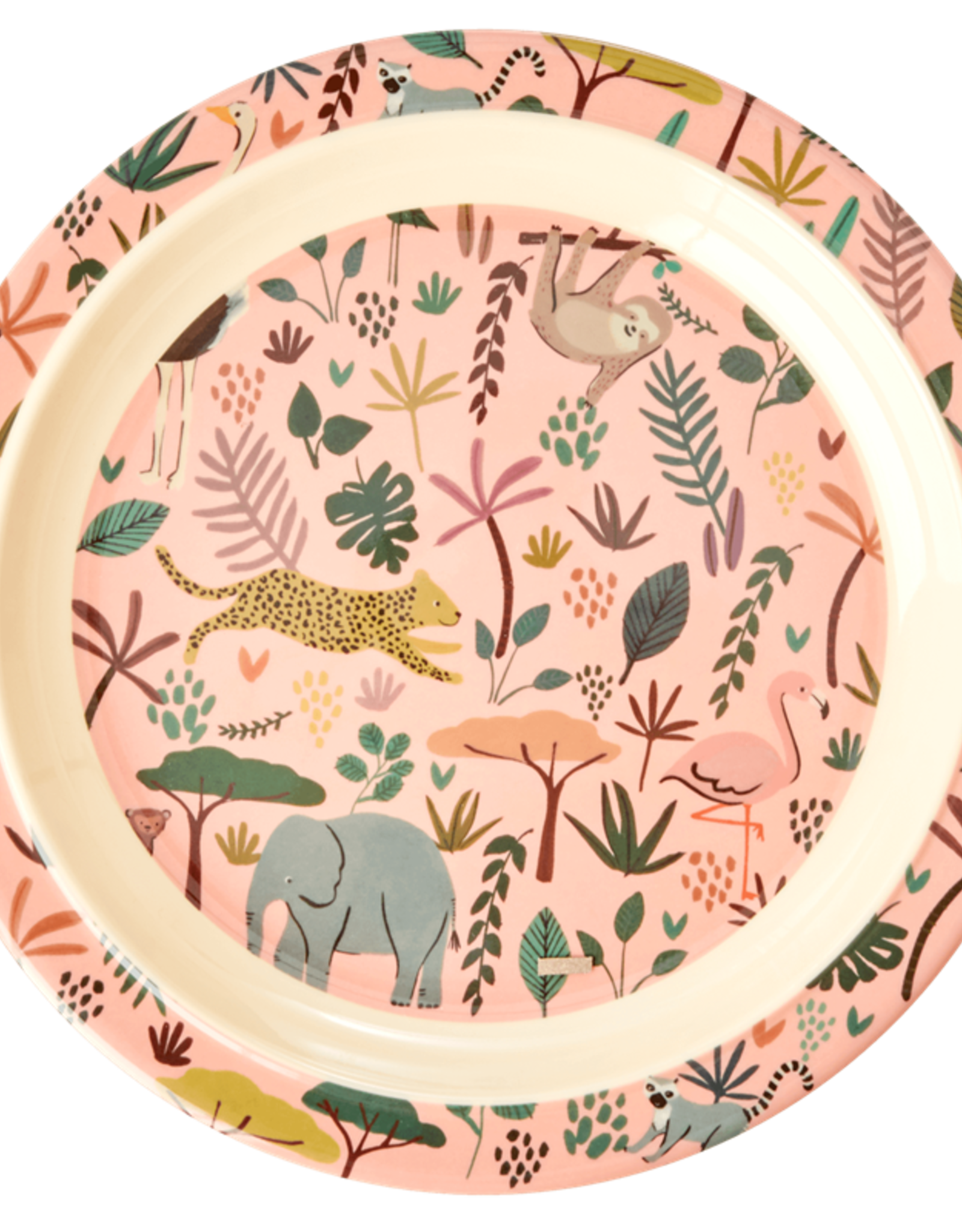 Rice Bord rond 22cm Jungle print roze - Rice