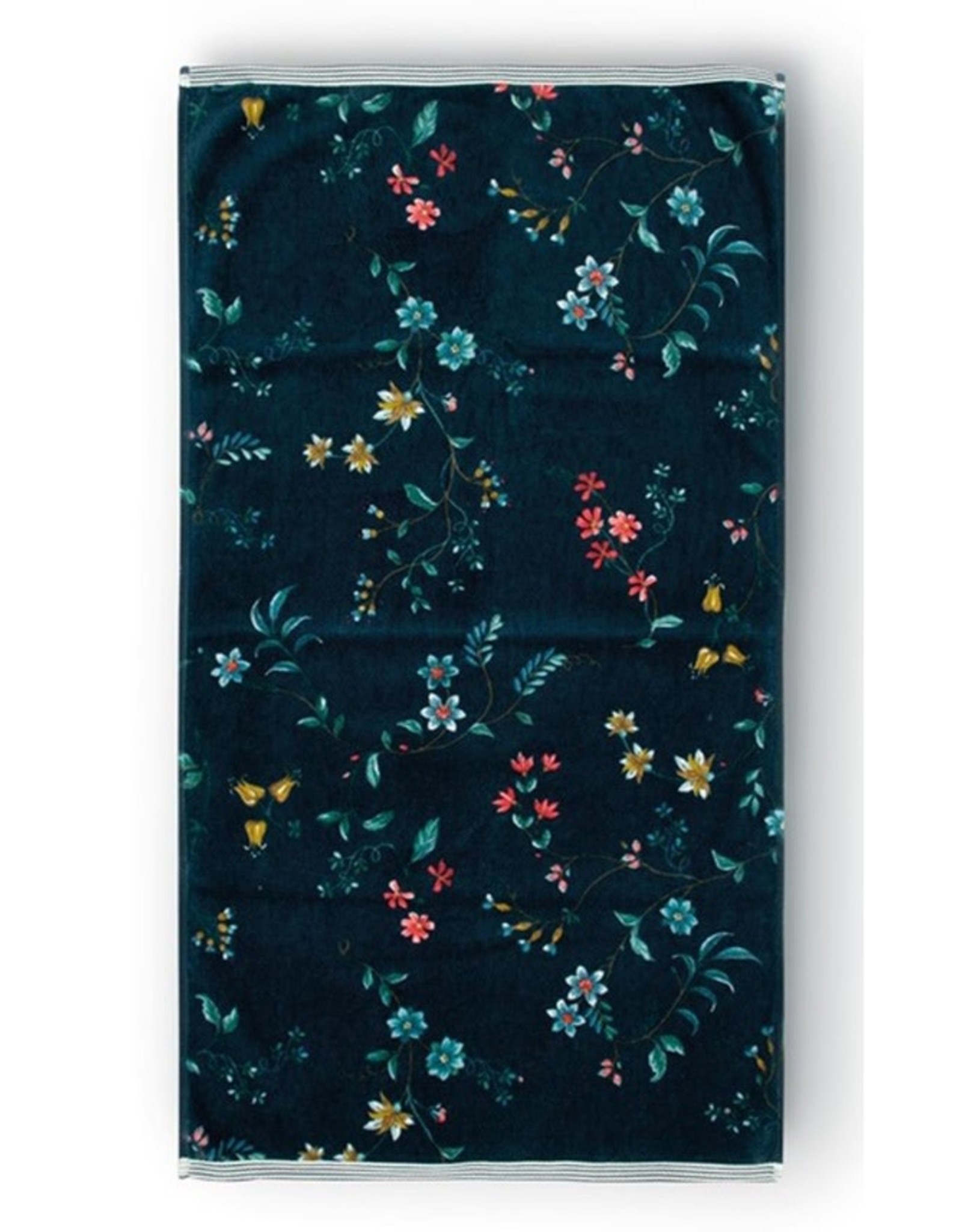 Pip Studio Handdoek Les Fleurs 55x100cm d. blauw - Pip Studio