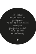 Zoedt Muurcirkel zwart Sinterklaas Gedicht 20cm - Zoedt