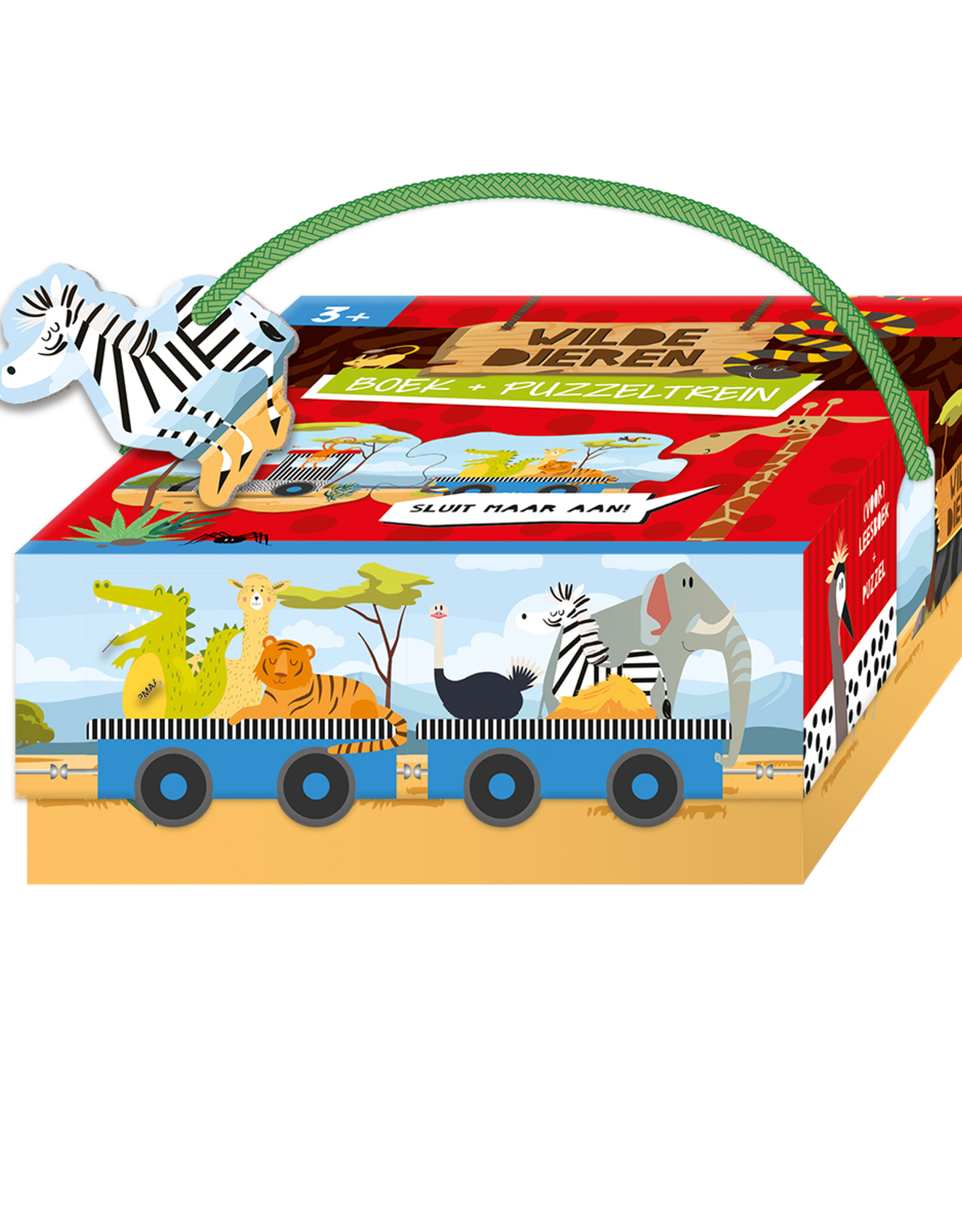 Boek en Puzzeltrein Wilde Dieren +3jr - Lantaarn Publishers