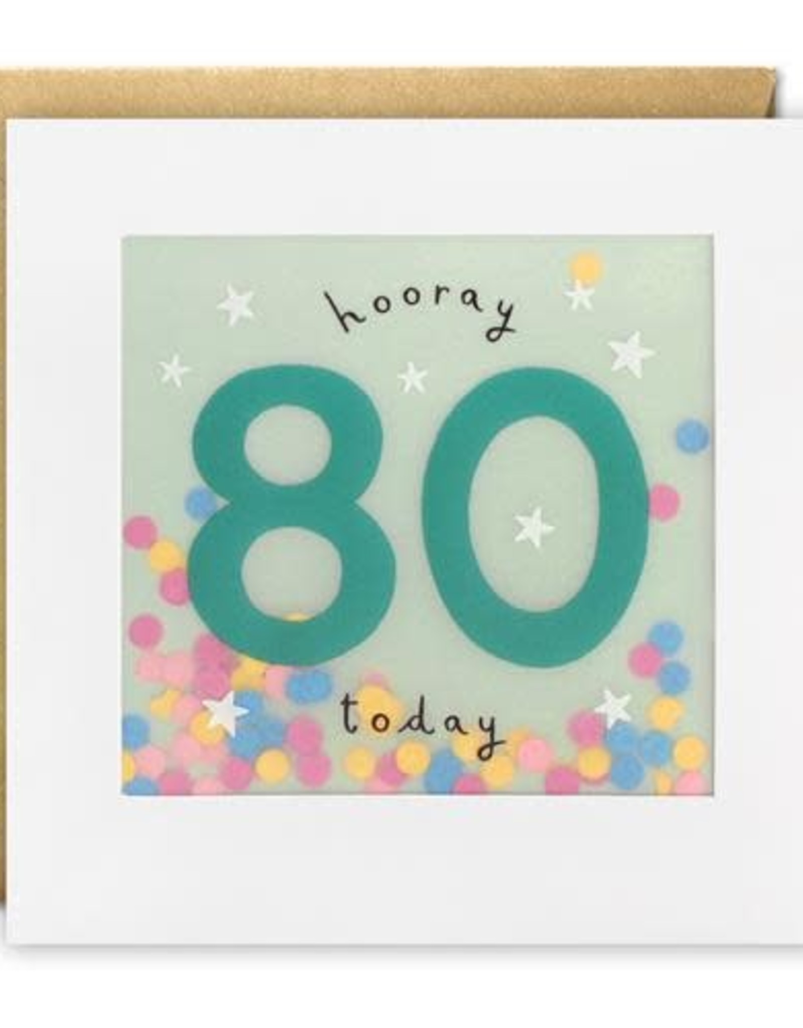 Hooray 80 Today - Wenskaart Paper Shakies