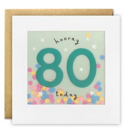 Hooray 80 Today - Wenskaart Paper Shakies