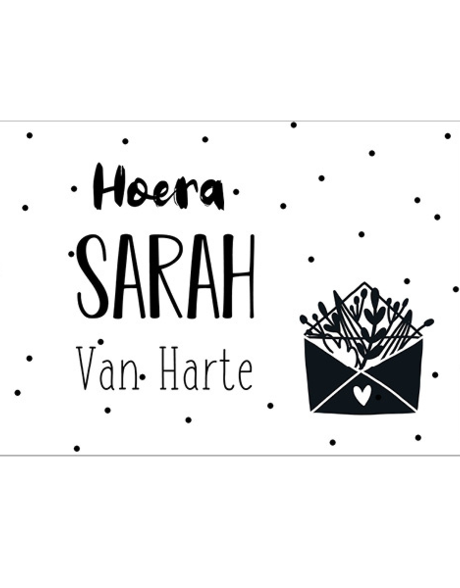 Hoera Sarah Van Harte -  Wenskaart Cheesecake