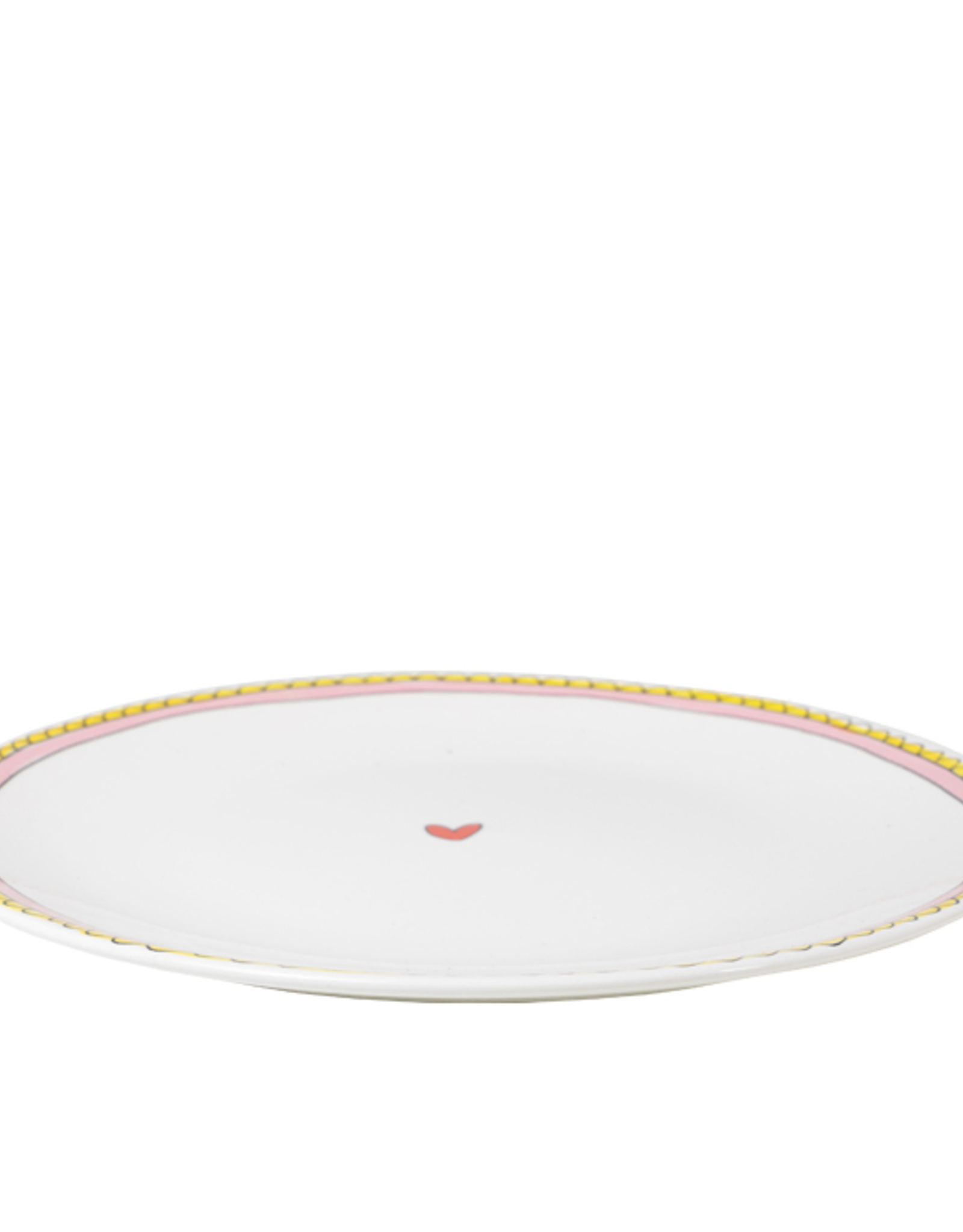 Blond Amsterdam Dinerbord Roze rand 26cm "Even Bijkletsen" - Blond Amsterdam