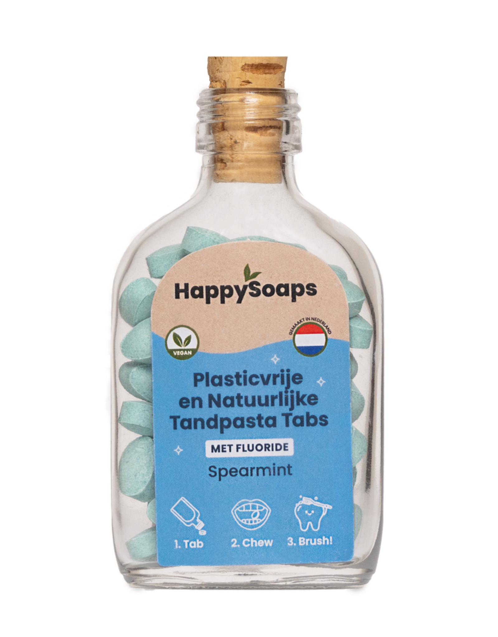 HappySoaps Tandpasta Tabs - Met Fluoride - Spearmint - HappySoaps