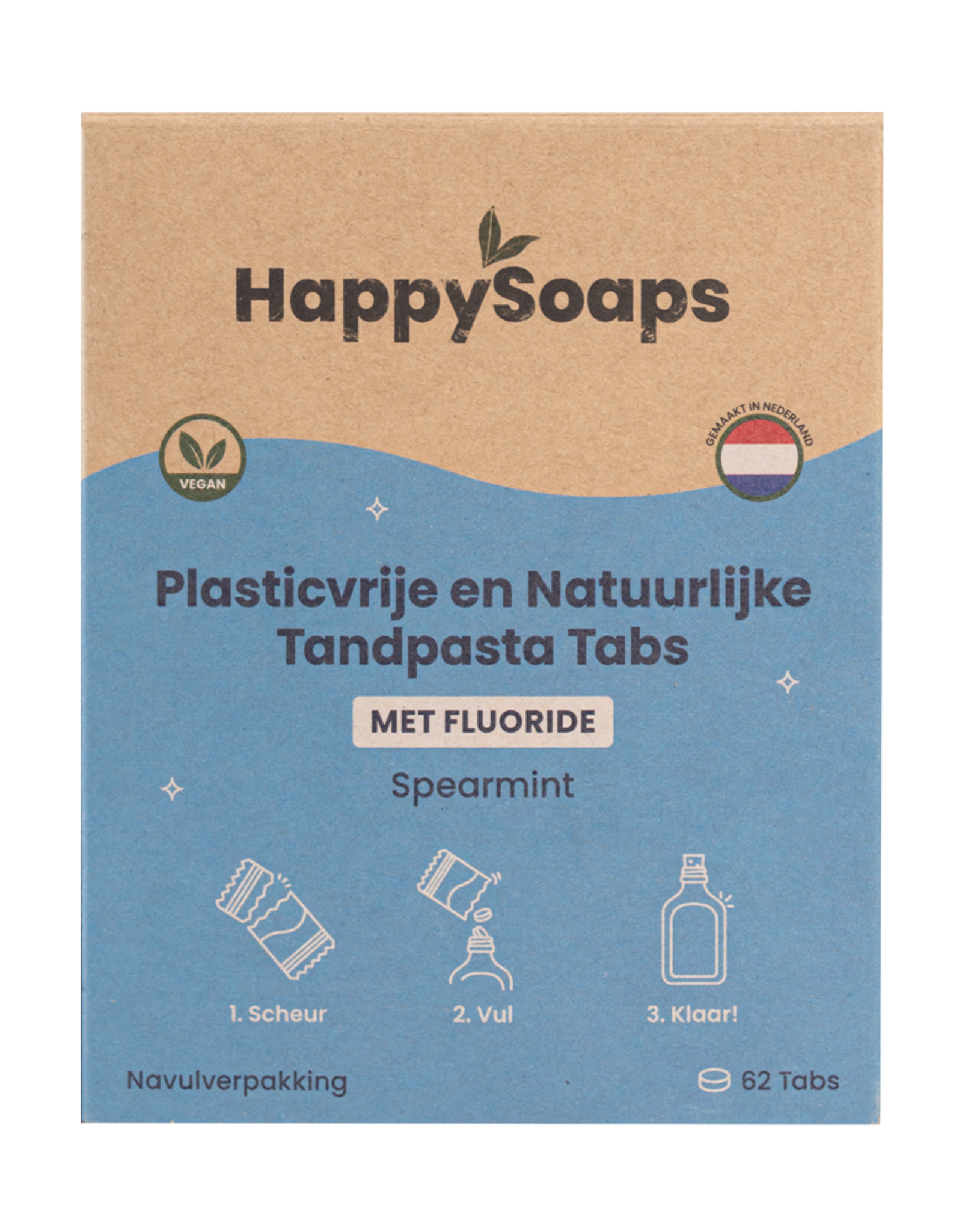 HappySoaps Navulverpakking Tandpasta Tabs – Met Fluoride – Spearmint - HappySoaps