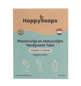 HappySoaps Navulverpakking Tandpasta Tabs – Zonder Fluoride – Mighty Mint - HappySoaps