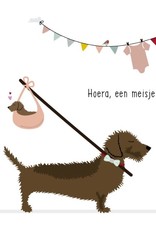 Hoera, een meisje! - Wenskaart Frits