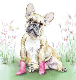 (Hond met roze laarsjes) - Wenskaart Love Country