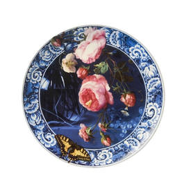 Heinen Delfts Blauw Wandbord bloemen van de Gouden Eeuw 26,5cm - Heinen Delfts Blauw