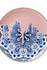 Heinen Delfts Blauw Wandbord Mandala roze 26,5cm - Heinen Delfts Blauw
