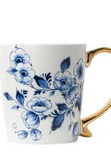 Heinen Delfts Blauw Mok Bloemen goud - Heinen Delfts Blauw