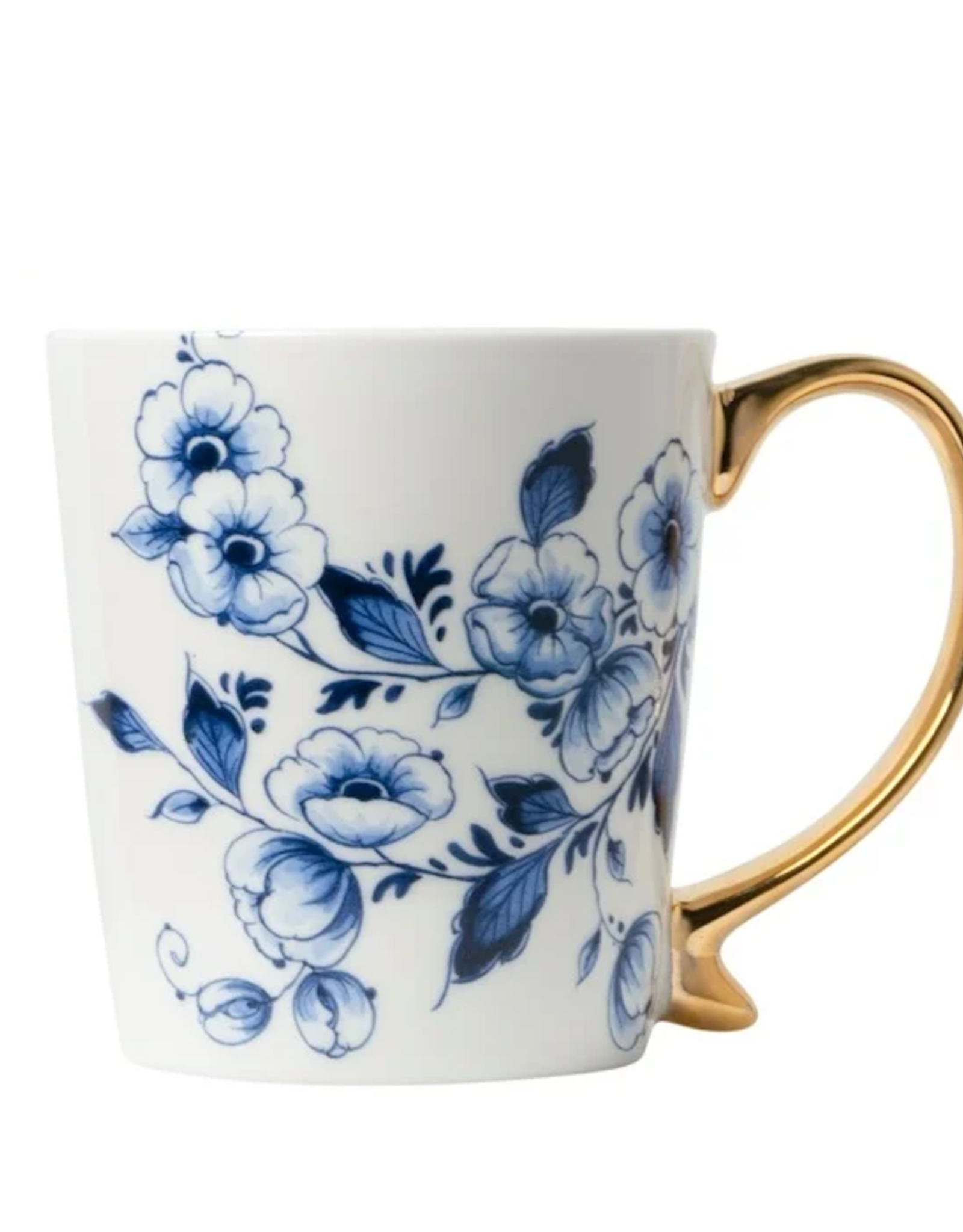 Heinen Delfts Blauw Mok Bloemen goud - Heinen Delfts Blauw