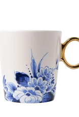 Heinen Delfts Blauw Mok Bloemenrand goud - Heinen Delfts Blauw