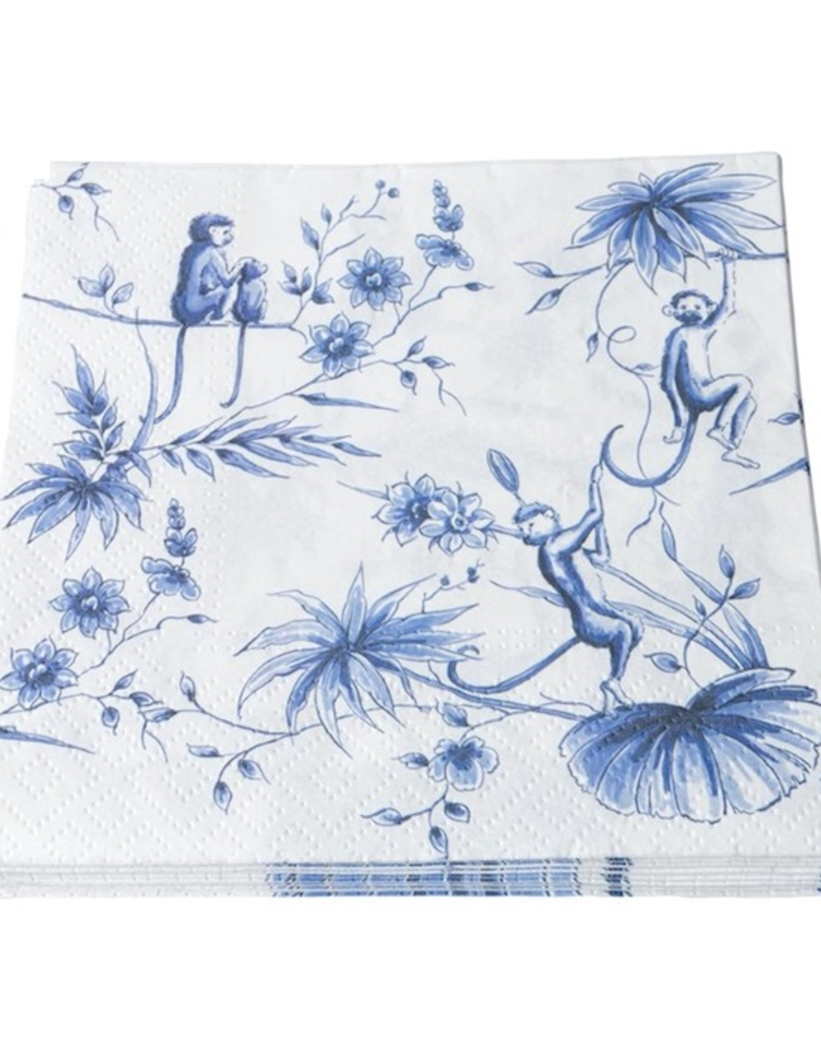 Heinen Delfts Blauw Servetten Aapjes - Heinen Delfts Blauw