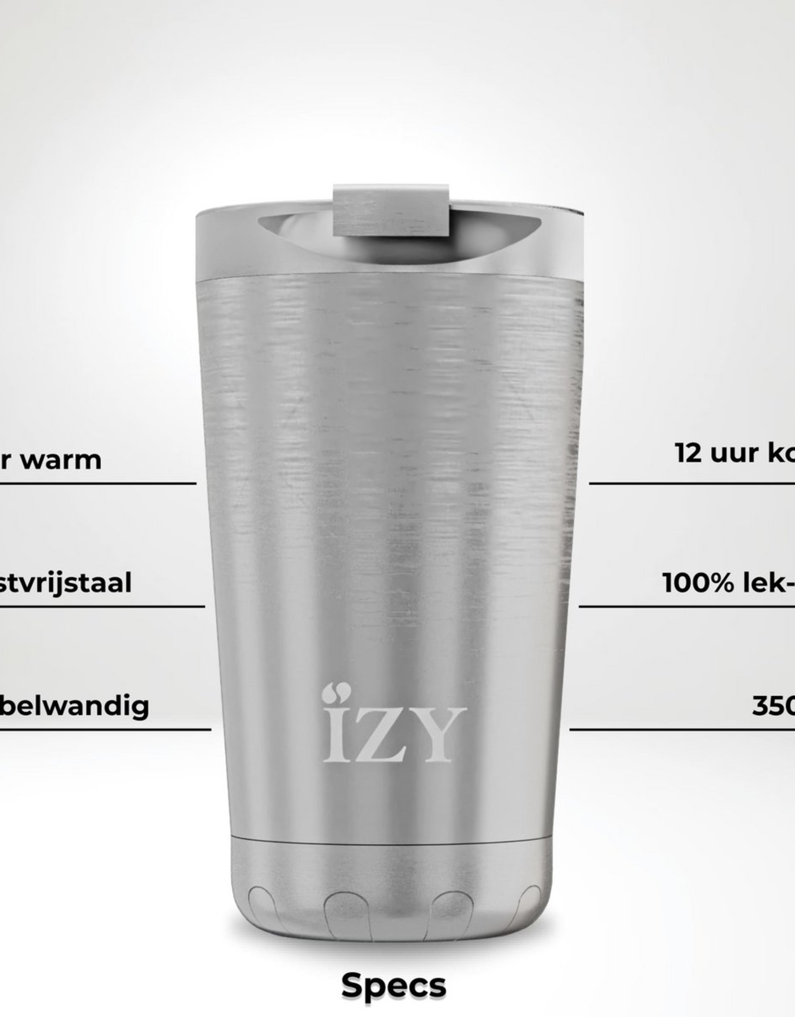 IZY Bottles Thermos Beker 350ml zilver - Izy Bottles