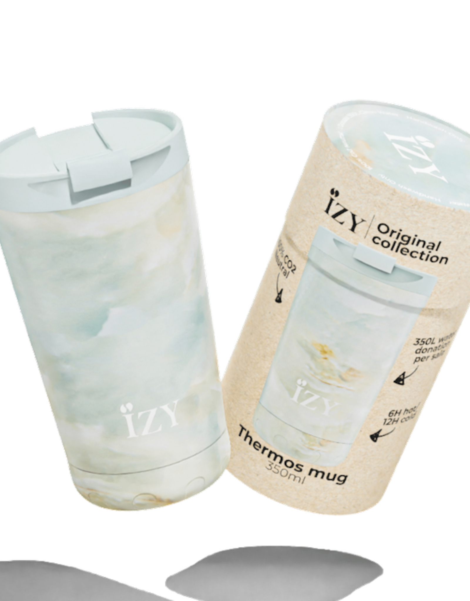 IZY Bottles Thermos Beker 350ml Marmer groen - Izy Bottles