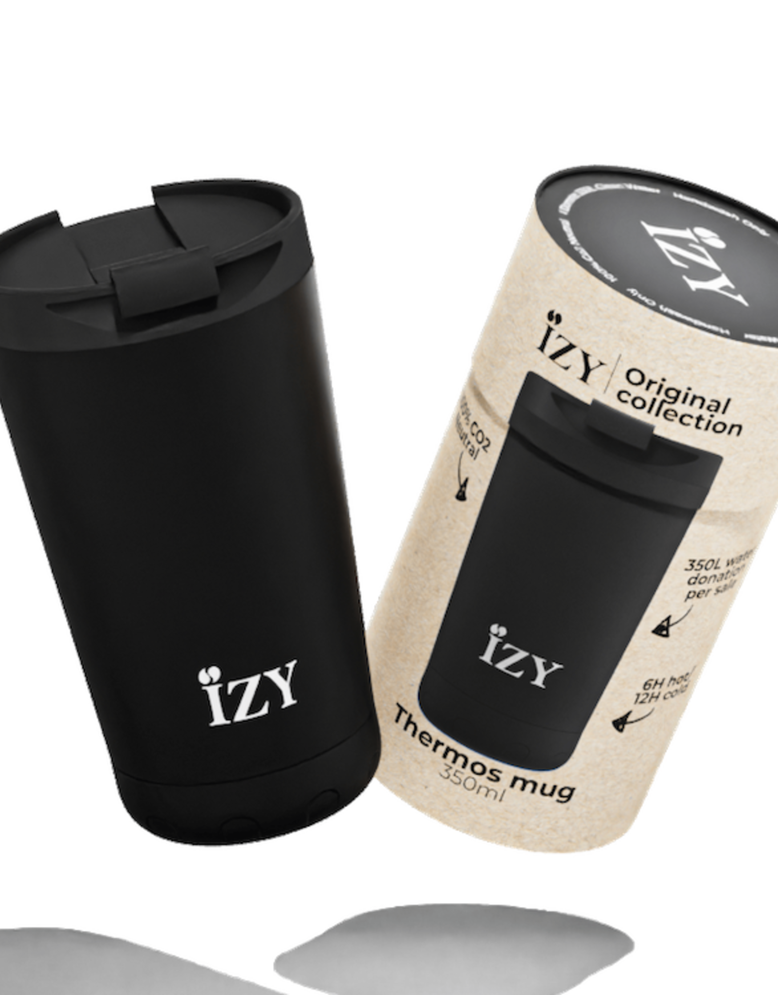 IZY Bottles Thermos Beker 350ml Zwart - Izy Bottles