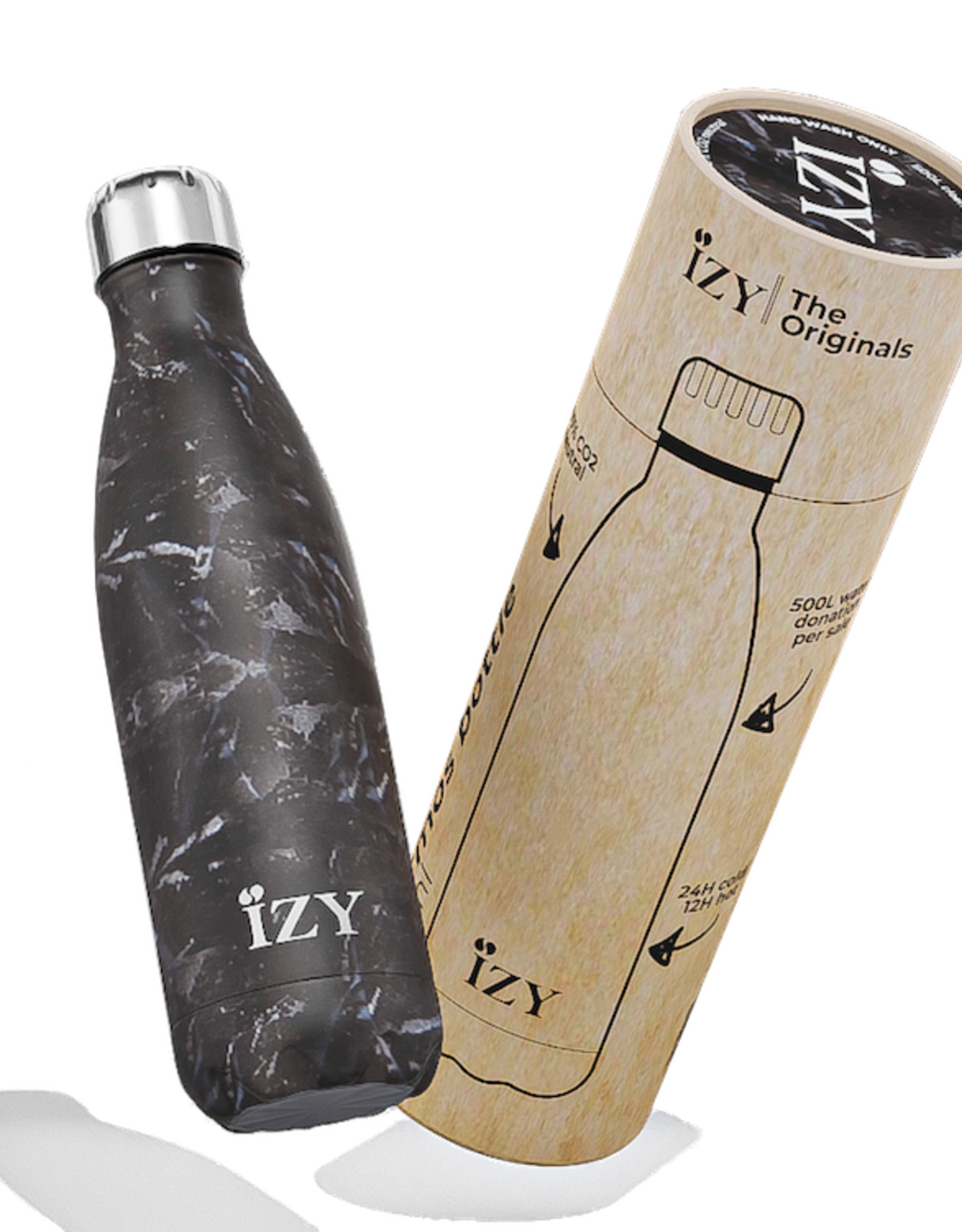 IZY Bottles Thermosfles 500ml Marmer zwart - IZY Bottles
